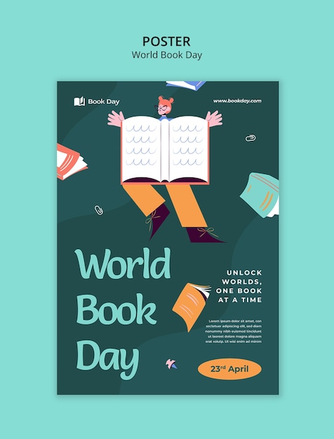 PSD gratuito plantilla de cartel para la celebración del día mundial del libro