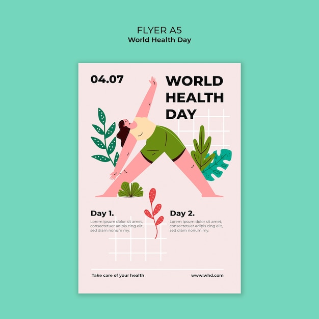 PSD gratuito plantilla de cartel para la celebración del día mundial de la salud