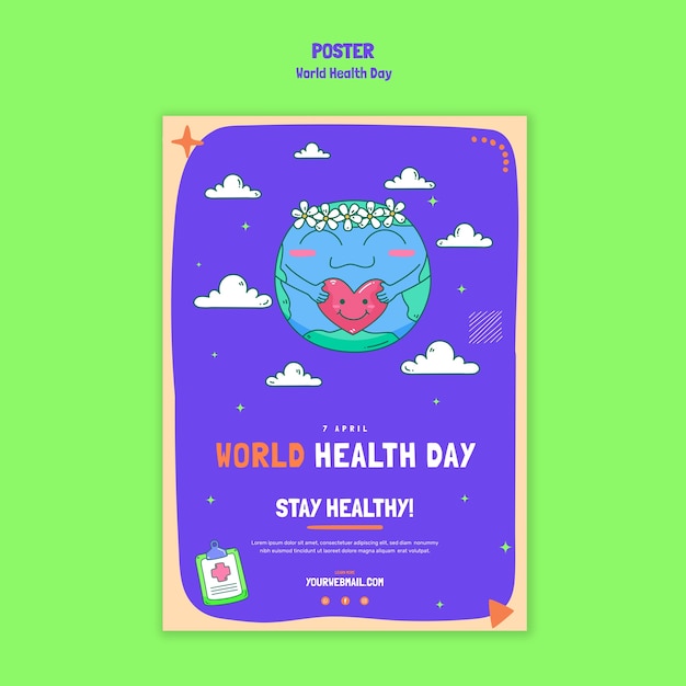 PSD gratuito plantilla de cartel para la celebración del día mundial de la salud