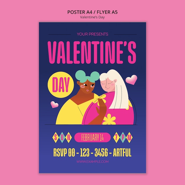 PSD gratuito plantilla de cartel de celebración del día de san valentín