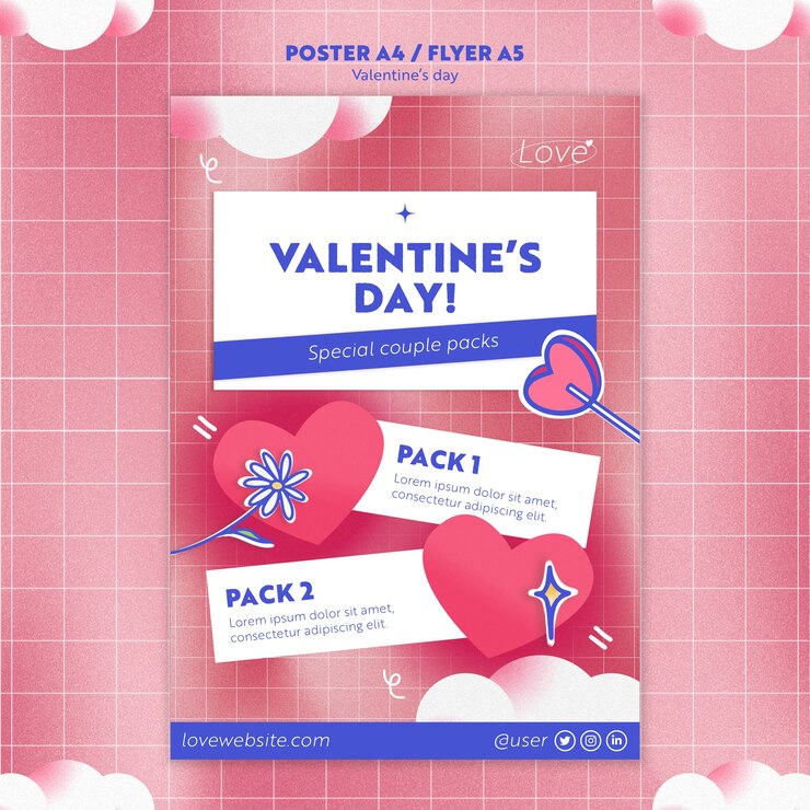 PSD gratuito plantilla de cartel de celebración del día de san valentín