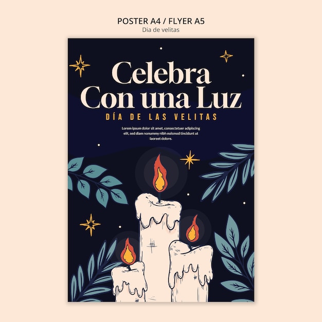 Plantilla de cartel de celebración del día de las velitas