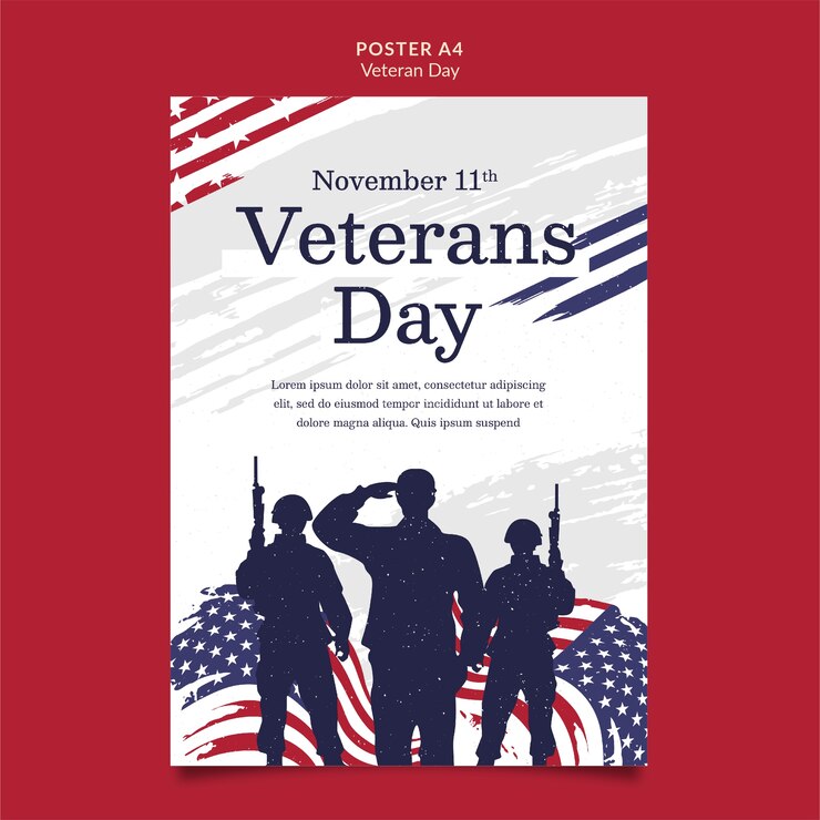 PSD gratuito plantilla de cartel de celebración del día de los veteranos