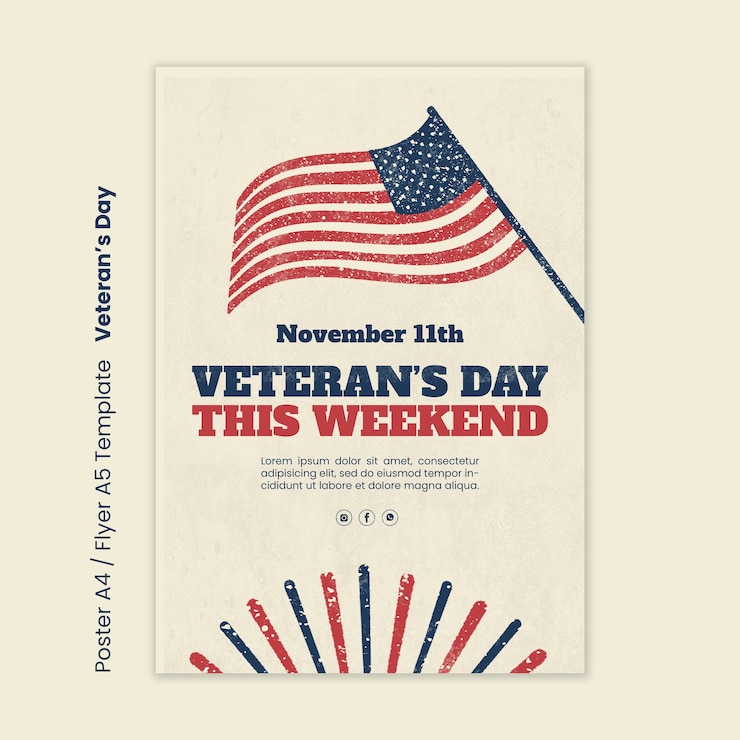 PSD gratuito plantilla de cartel de celebración del día de los veteranos