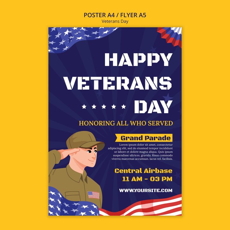 PSD gratuito plantilla de cartel de celebración del día de los veteranos