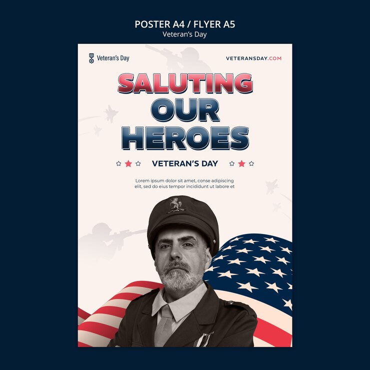 PSD gratuito plantilla de cartel de celebración del día de los veteranos