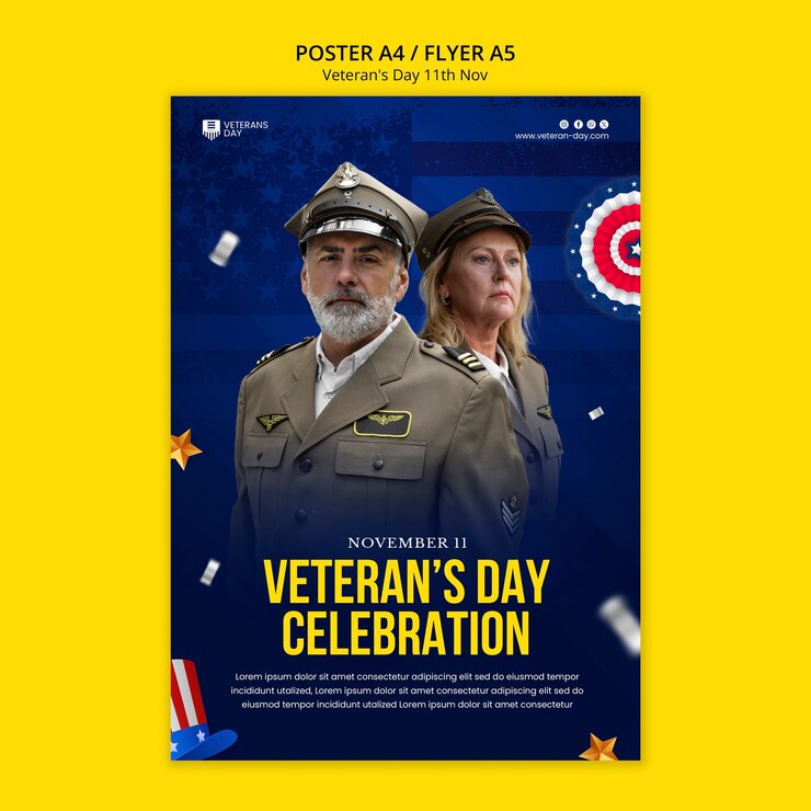 PSD gratuito plantilla de cartel de celebración del día de los veteranos