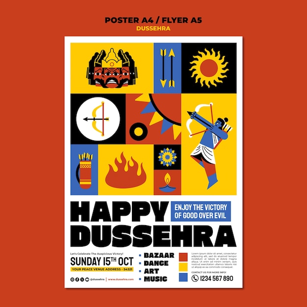 PSD gratuito plantilla de cartel de celebración de dussehra