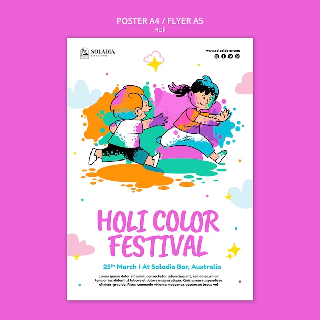 PSD gratuito plantilla de cartel de celebración del festival holi