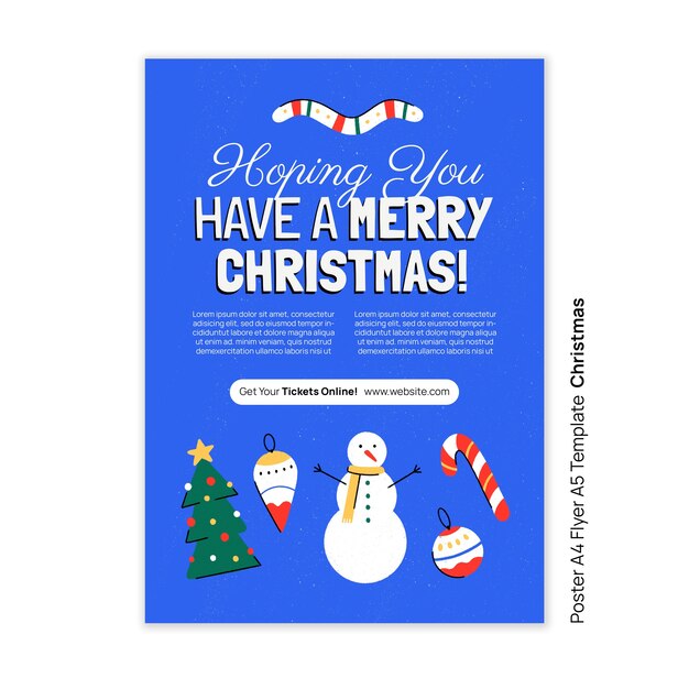 Plantilla de cartel de celebración de navidad de diseño plano