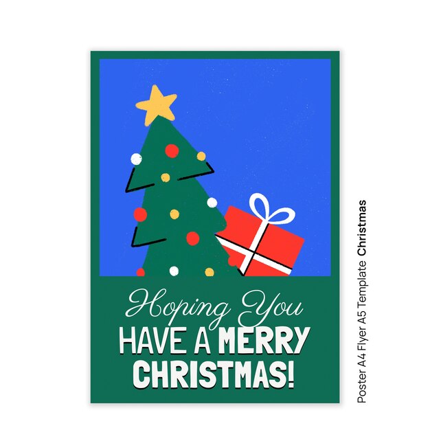 Plantilla de cartel de celebración de navidad de diseño plano