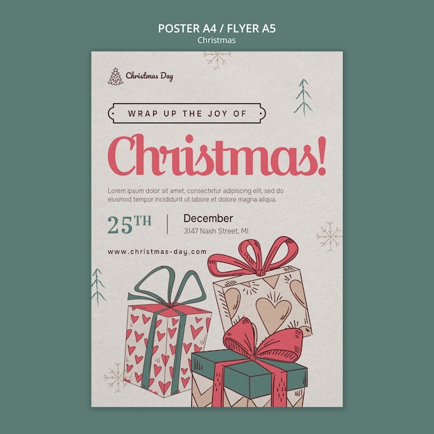 PSD gratuito plantilla de cartel de celebración navideña