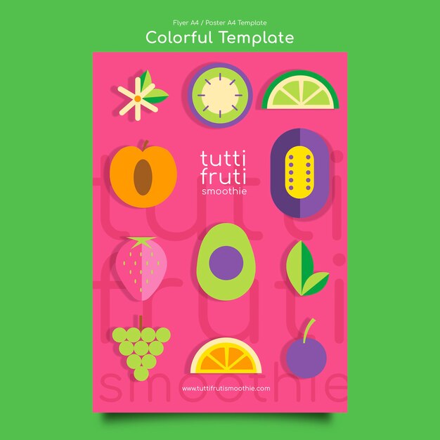 Plantilla de cartel colorido de comida de diseño plano
