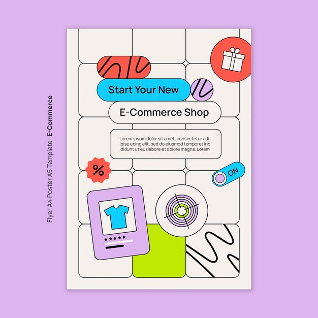 plantilla de cartel de comercio electrónico de diseño plano