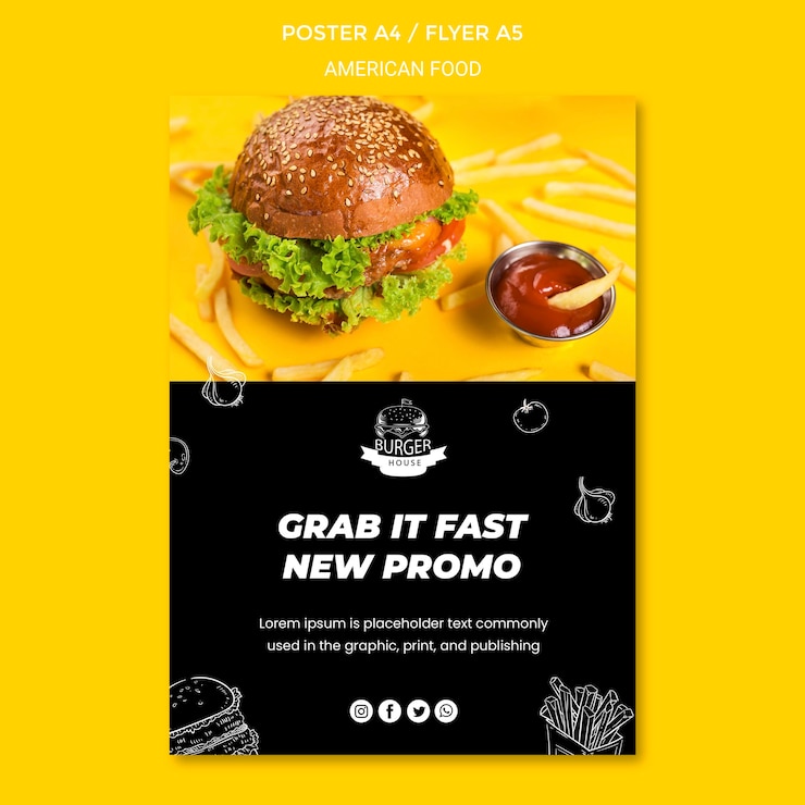 PSD gratuito plantilla de cartel de comida americana