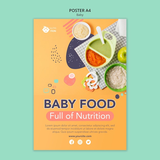 PSD gratuito plantilla de cartel de comida para bebés