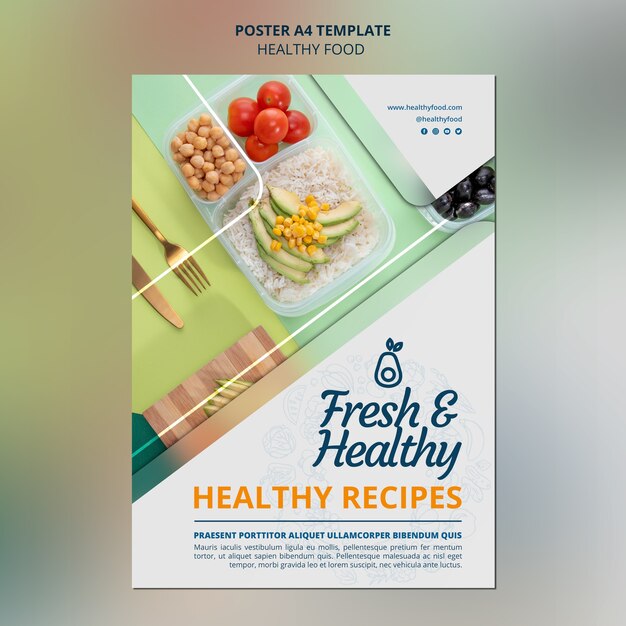 Plantilla de cartel de comida fresca y saludable