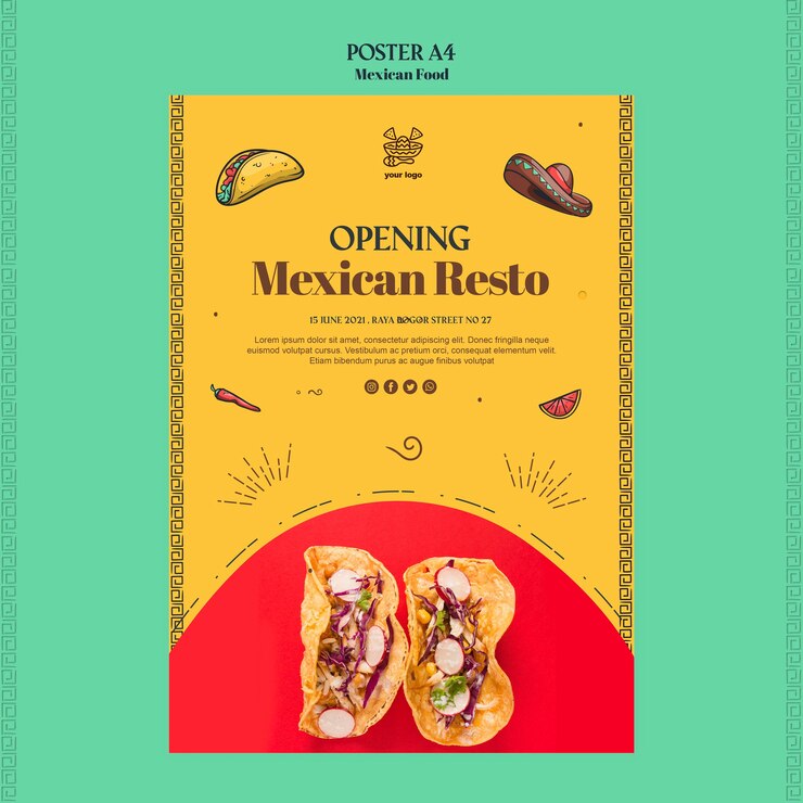 PSD gratuito plantilla de cartel de comida mexicana