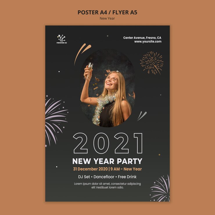 PSD gratuito plantilla de cartel de concepto de año nuevo