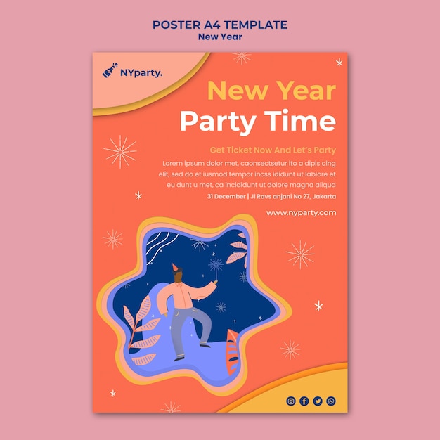 PSD gratuito plantilla de cartel de concepto de año nuevo