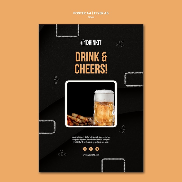 PSD gratuito plantilla de cartel de concepto de cerveza