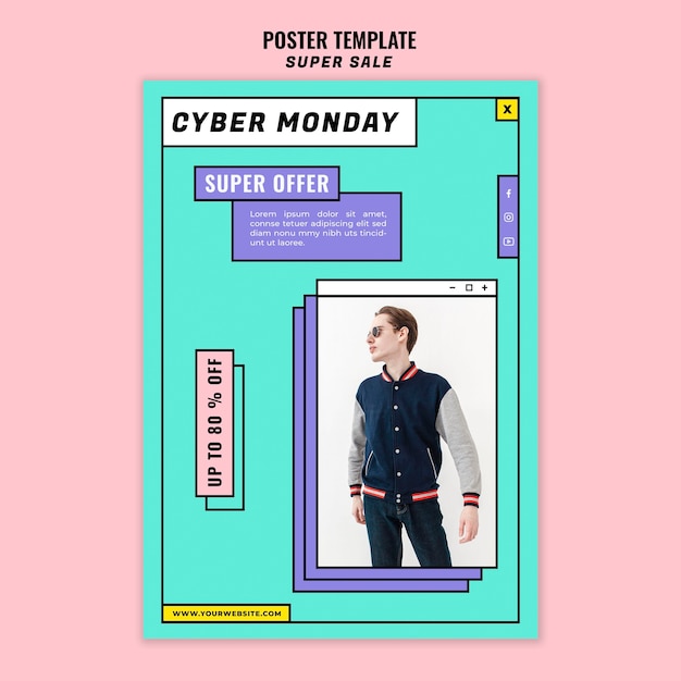 PSD gratuito plantilla de cartel de concepto de cyber monday