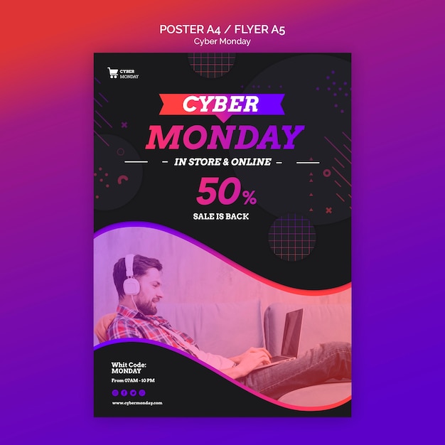 Plantilla de cartel de concepto de cyber monday