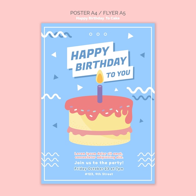 PSD gratuito plantilla de cartel de concepto de feliz cumpleaños