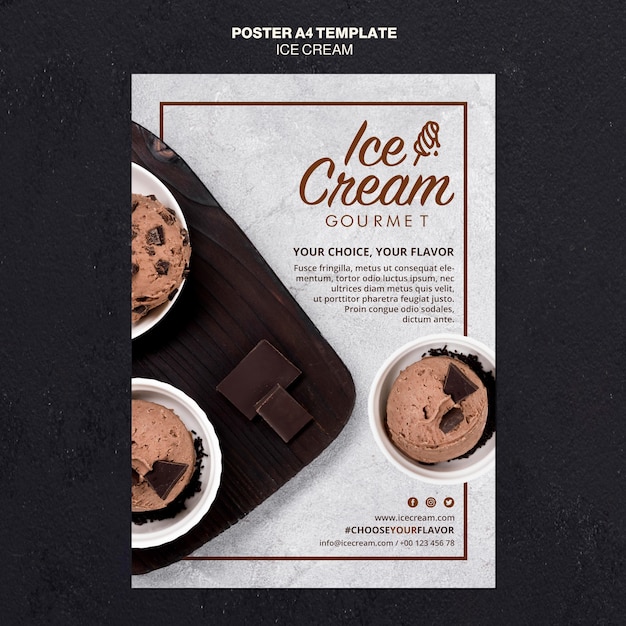PSD gratuito plantilla de cartel de concepto de helado