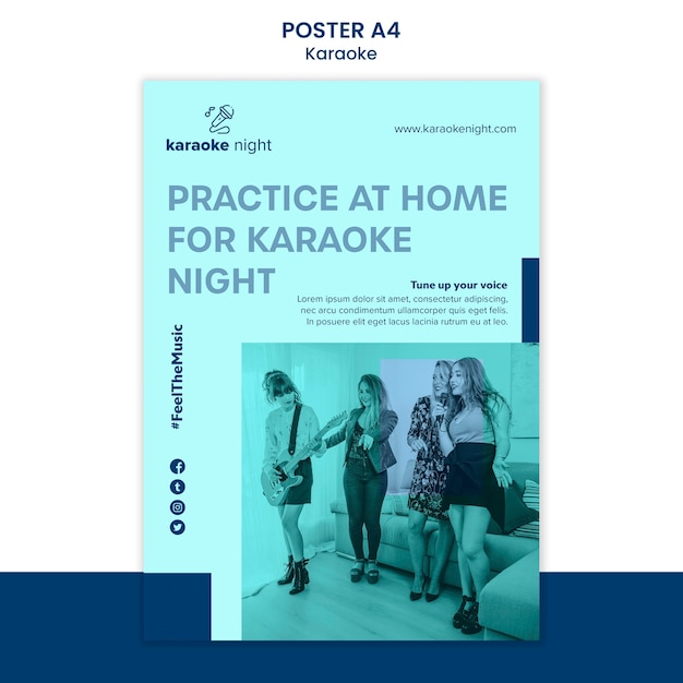 PSD gratuito plantilla de cartel de concepto de karaoke