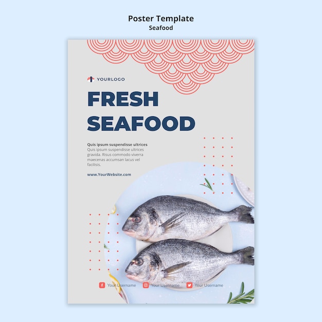 Plantilla de cartel de concepto de mariscos