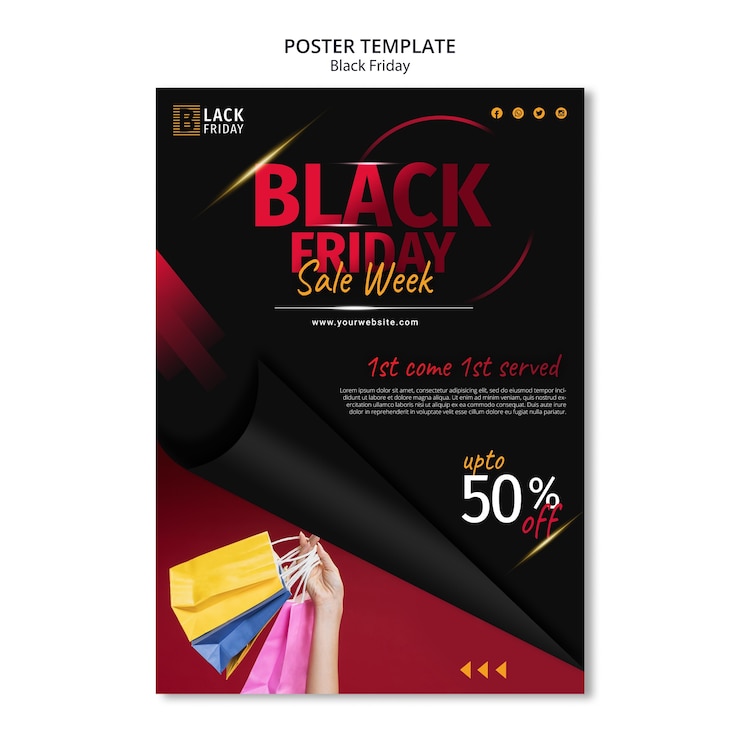 PSD gratuito plantilla de cartel de concepto de viernes negro