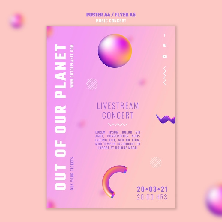PSD gratuito plantilla de cartel de concierto de música fuera de nuestro planeta