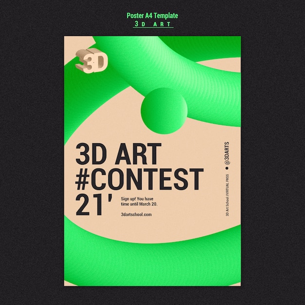 PSD gratuito plantilla de cartel de concurso de arte 3d