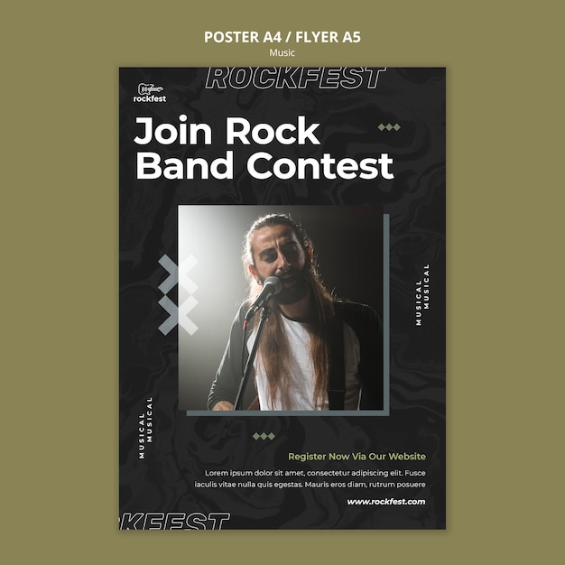 Plantilla de cartel de concurso de banda de rock