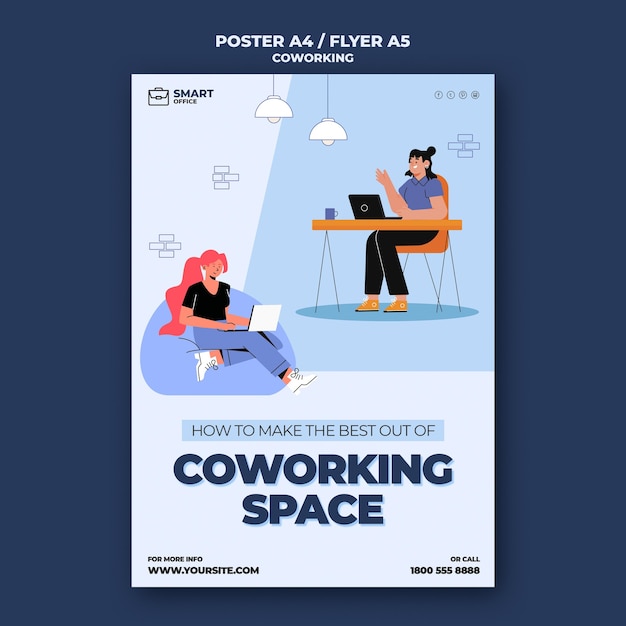 Plantilla de cartel de coworking