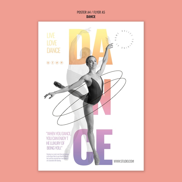 PSD gratuito plantilla de cartel de danza de ballet
