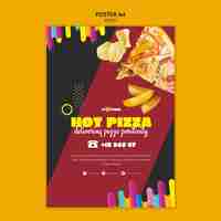 PSD gratuito plantilla de cartel de deliciosa pizza de diseño plano