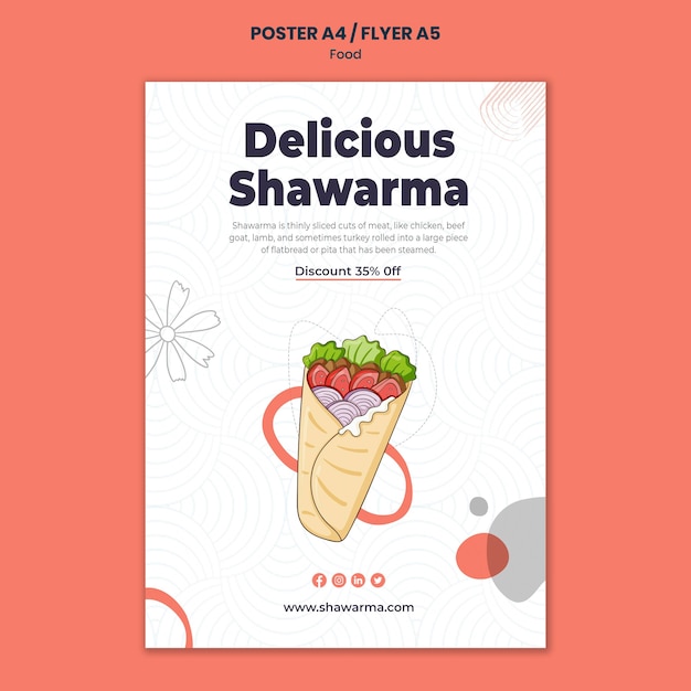 PSD gratuito plantilla de cartel delicioso shawarma