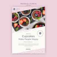 PSD gratuito plantilla de cartel de deliciosos cupcakes con foto