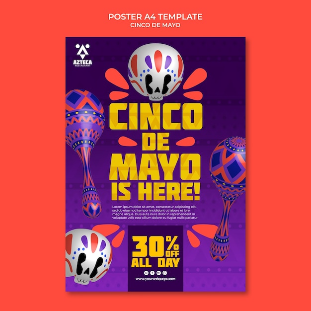 PSD gratuito plantilla de cartel de descuento de cinco de mayo