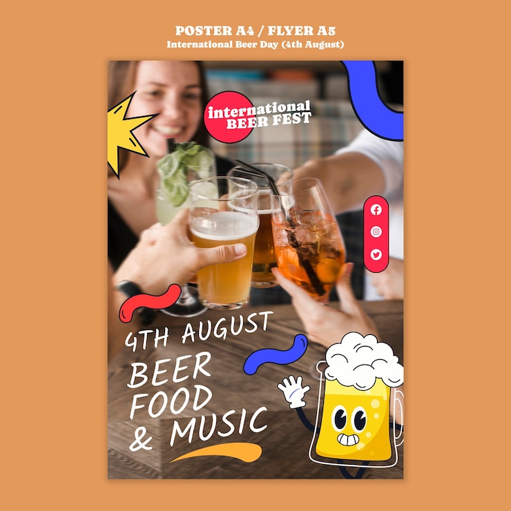 PSD gratuito plantilla de cartel del día internacional de la cerveza