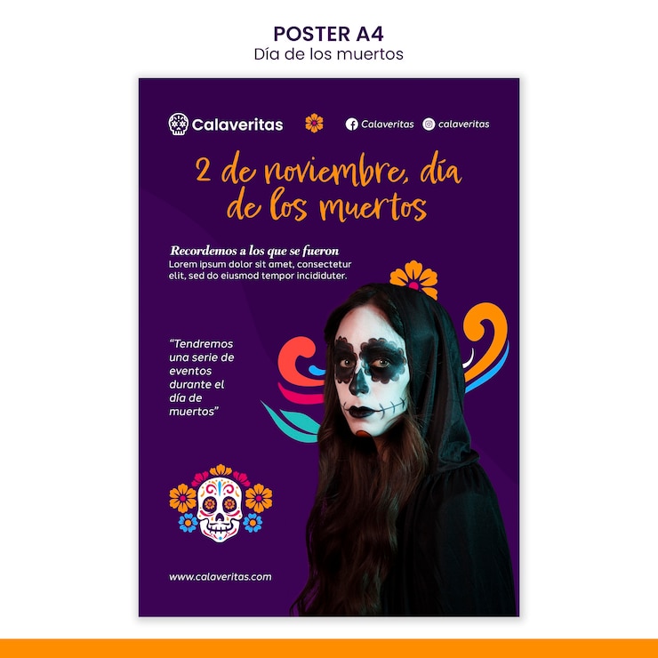 PSD gratuito plantilla de cartel de dia de los muertos