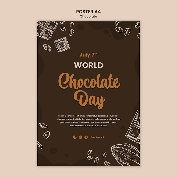 PSD gratuito plantilla de cartel del día mundial del chocolate