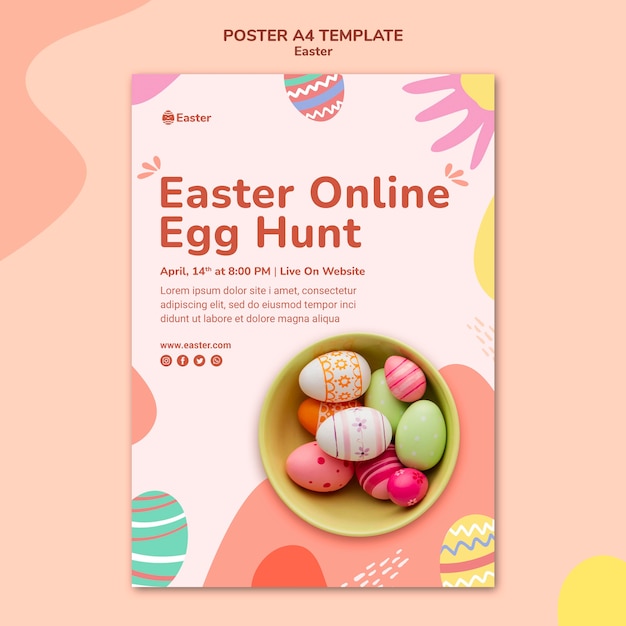 PSD gratuito plantilla de cartel de día de pascua en colores pastel