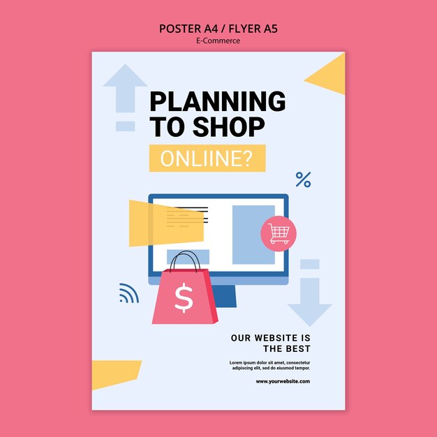 plantilla de cartel de diseño plano de comercio electrónico