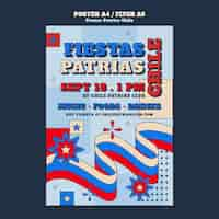 PSD gratuito plantilla de cartel de diseño plano de fiestas patrias chile