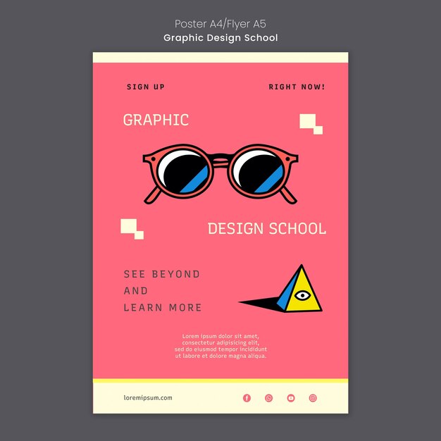 Plantilla de cartel de escuela de diseño gráfico