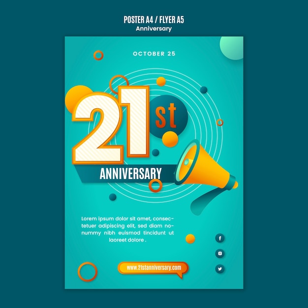 PSD gratuito plantilla de cartel de feliz aniversario