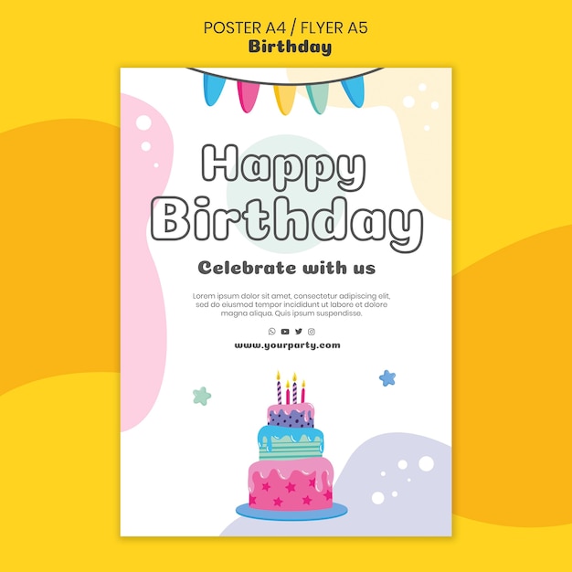 Plantilla de cartel de feliz cumpleaños